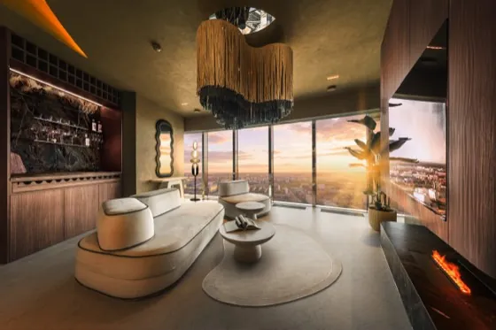 Lounge of the Deluxe apartment with a window bathtub