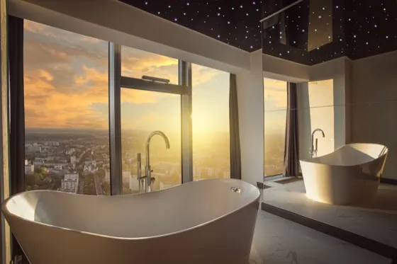 Window bathtub in a Deluxe room