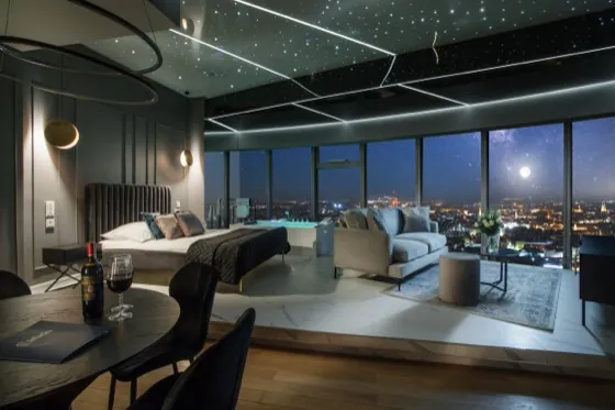 Jacuzzi in the lounge of an apartment on the 38th floor